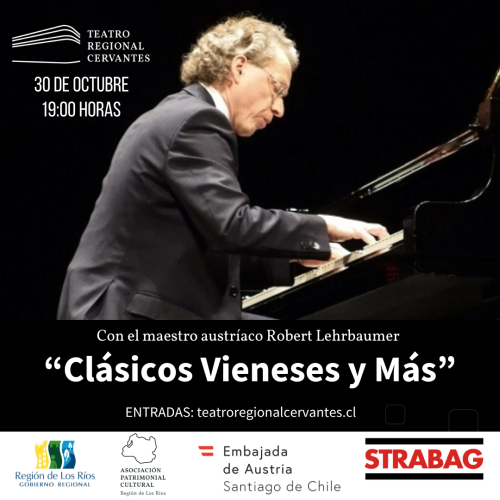 Pianista Robert Lehrbaumer llega al Teatro Regional Cervantes de Valdivia